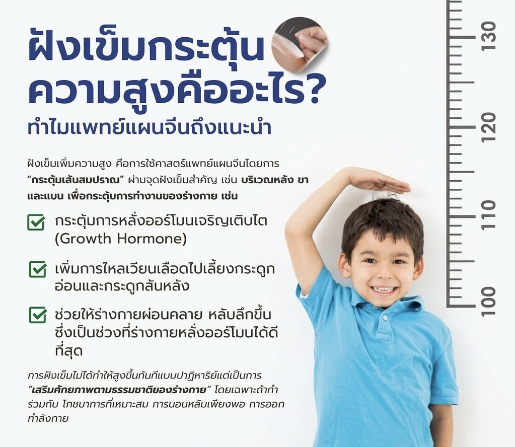 ฝังเข็มเพิ่มความสูง ตามศาสตร์แพทย์แผนจีน